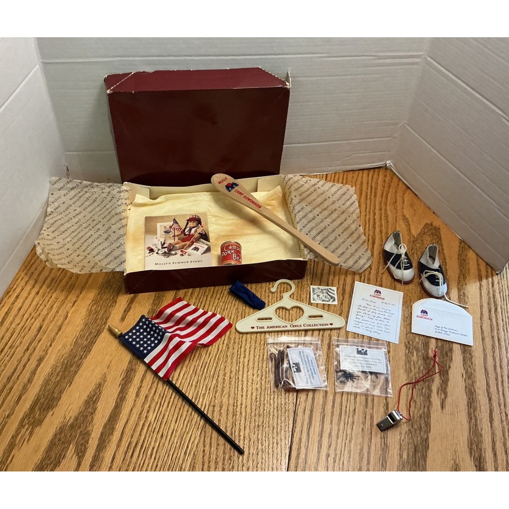 American Girl Molly McIntire Camp Gowonagin Accessories Set Shoes Paddle Flag